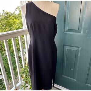 Gianni Bini One Shoulder Black Cocktail Dress 12 Elegant LBD Sleek Date Night